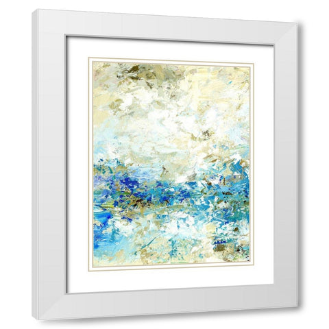 Cobalt Beach II White Modern Wood Framed Art Print with Double Matting by King