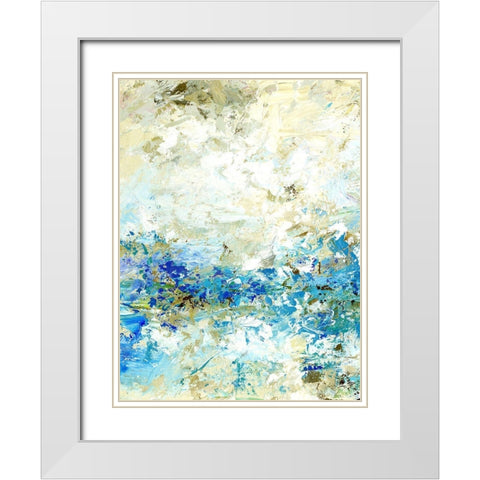Cobalt Beach II White Modern Wood Framed Art Print with Double Matting by King