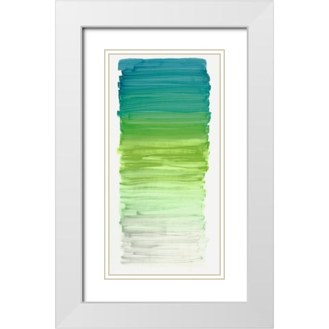 Color Strip Aqua White Modern Wood Framed Art Print with Double Matting by King