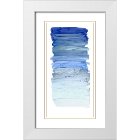 Color Strip Blue White Modern Wood Framed Art Print with Double Matting by King