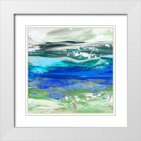 Cool Waters I White Modern Wood Framed Art Print with Double Matting by King