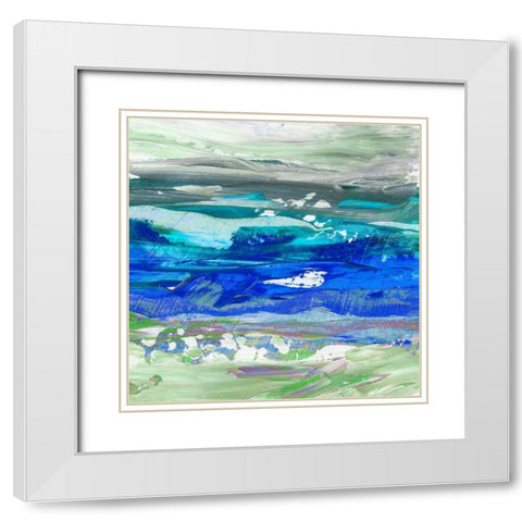 Cool Waters II White Modern Wood Framed Art Print with Double Matting by King