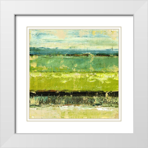 Greenscape I White Modern Wood Framed Art Print with Double Matting by King