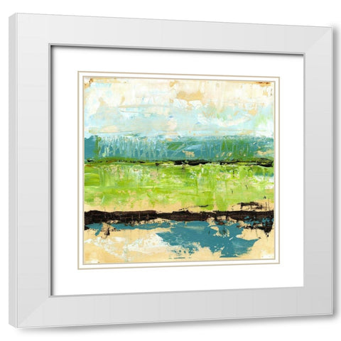 Greenscape II White Modern Wood Framed Art Print with Double Matting by King