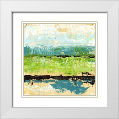 Greenscape II White Modern Wood Framed Art Print with Double Matting by King