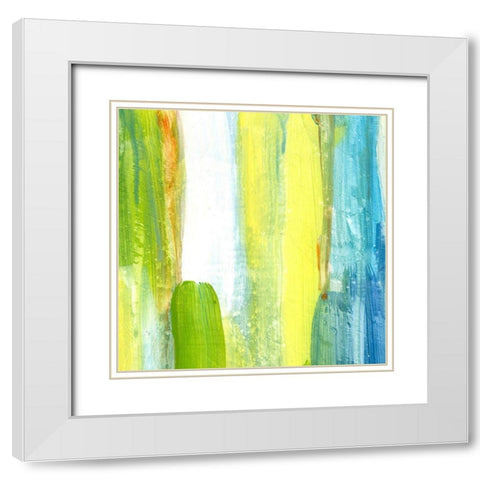 Brush Stroke II White Modern Wood Framed Art Print with Double Matting by King