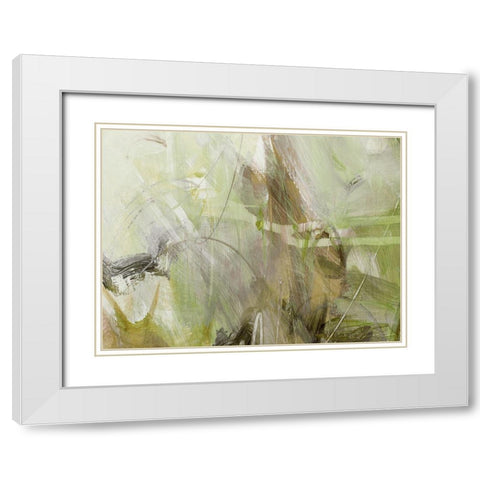 Xpress Green White Modern Wood Framed Art Print with Double Matting by King