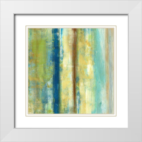 Patina Stripes I White Modern Wood Framed Art Print with Double Matting by King