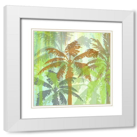 Palm Shadows II White Modern Wood Framed Art Print with Double Matting by Nola