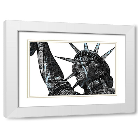 Liberty City II White Modern Wood Framed Art Print with Double Matting by Nola