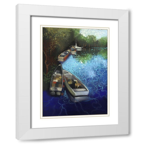 Electric Blue I White Modern Wood Framed Art Print with Double Matting by Ricci