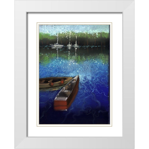 Electric Blue II White Modern Wood Framed Art Print with Double Matting by Ricci