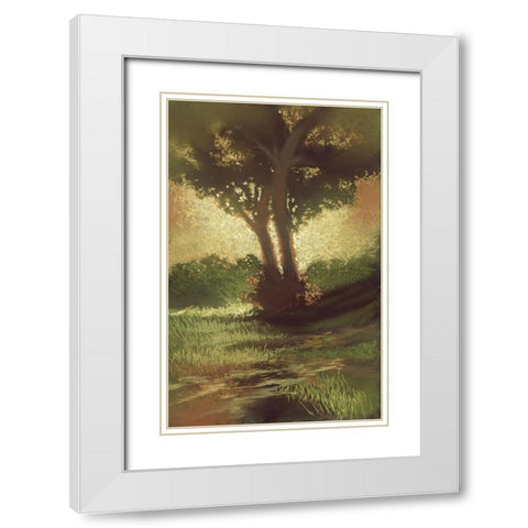 October Sun II White Modern Wood Framed Art Print with Double Matting by Ricci
