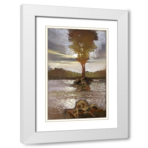 Ripple Effect II White Modern Wood Framed Art Print with Double Matting by Ricci