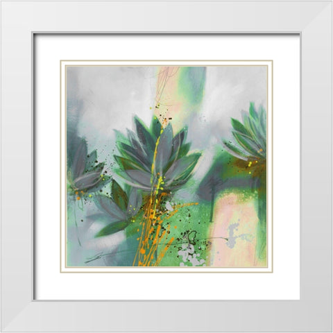 Water Lily Fusion White Modern Wood Framed Art Print with Double Matting by Scott