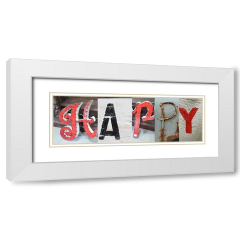 Happy White Modern Wood Framed Art Print with Double Matting by Phillip, Jamie
