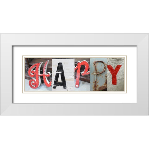 Happy White Modern Wood Framed Art Print with Double Matting by Phillip, Jamie
