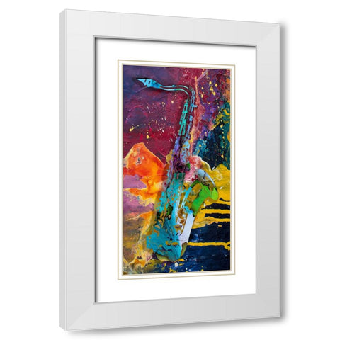Jazz It Up Sax White Modern Wood Framed Art Print with Double Matting by Phillip, Jamie