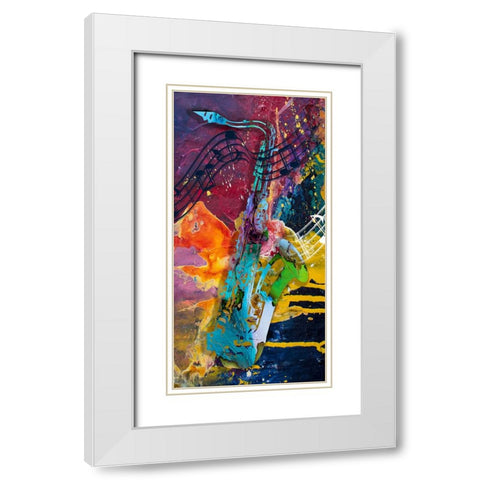 Jazz It Up Sax 2 White Modern Wood Framed Art Print with Double Matting by Phillip, Jamie