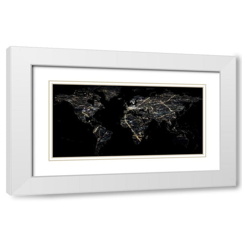 Night Map White Modern Wood Framed Art Print with Double Matting by Phillip, Jamie
