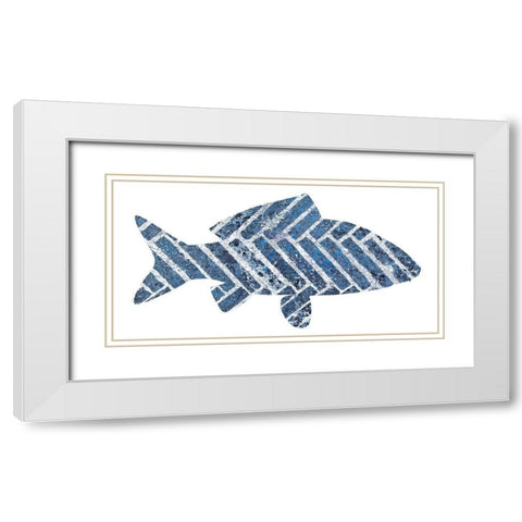 Blue Fish White Modern Wood Framed Art Print with Double Matting by Phillip, Jamie