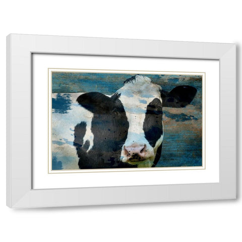 The Cow White Modern Wood Framed Art Print with Double Matting by Phillip, Jamie