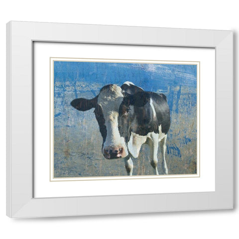 The Cow 2 White Modern Wood Framed Art Print with Double Matting by Phillip, Jamie