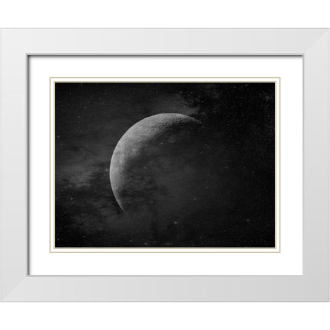 Moon White Modern Wood Framed Art Print with Double Matting by Phillip, Jamie