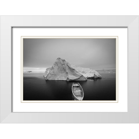 Winter Boat White Modern Wood Framed Art Print with Double Matting by Phillip, Jamie