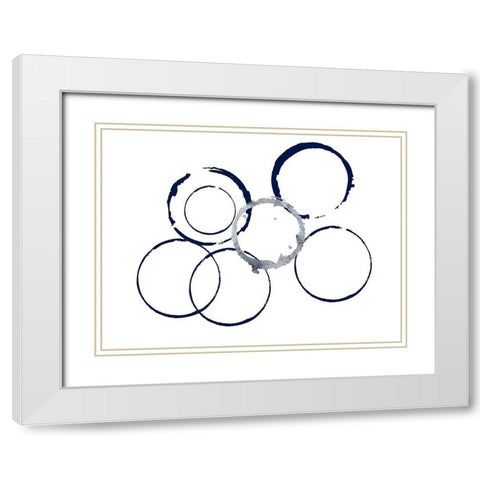 Blue Rings White Modern Wood Framed Art Print with Double Matting by Phillip, Jamie