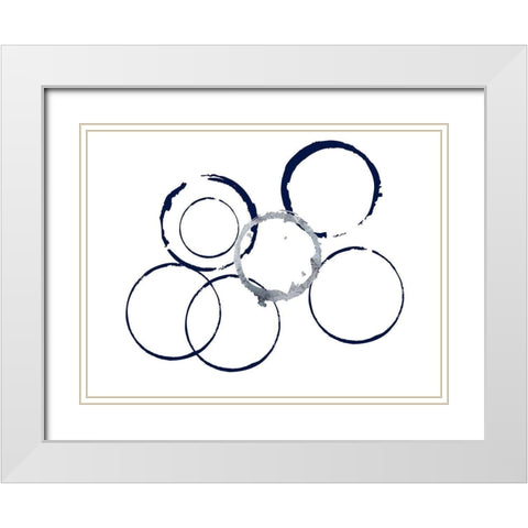 Blue Rings White Modern Wood Framed Art Print with Double Matting by Phillip, Jamie