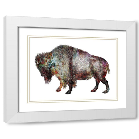 Rustic Bison 5 White Modern Wood Framed Art Print with Double Matting by Phillip, Jamie