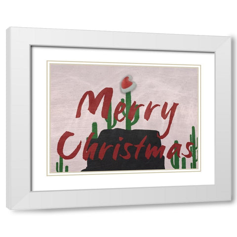 Merry Christmas White Modern Wood Framed Art Print with Double Matting by Phillip, Jamie