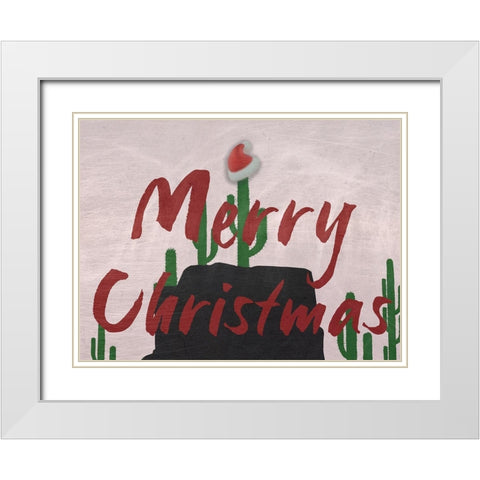 Merry Christmas White Modern Wood Framed Art Print with Double Matting by Phillip, Jamie