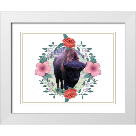 Buffalo Love White Modern Wood Framed Art Print with Double Matting by Phillip, Jamie