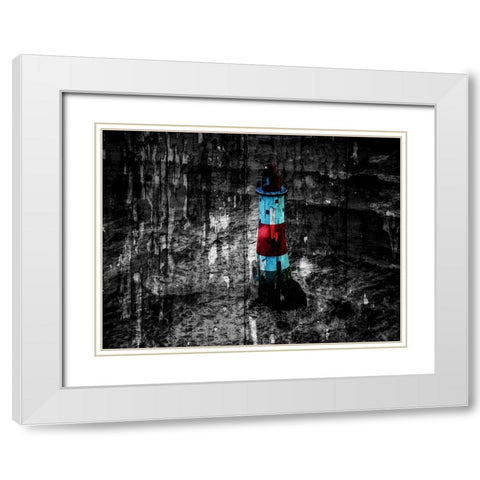 Lighthouse BW White Modern Wood Framed Art Print with Double Matting by Phillip, Jamie