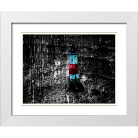 Lighthouse BW White Modern Wood Framed Art Print with Double Matting by Phillip, Jamie