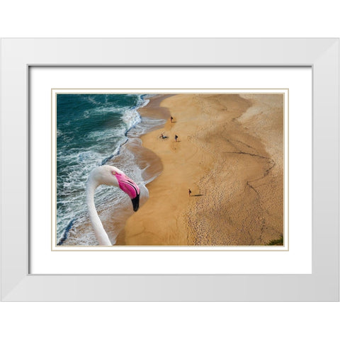 Flamingo Bay White Modern Wood Framed Art Print with Double Matting by Phillip, Jamie