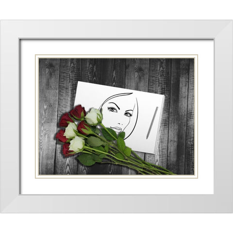 Drawing White Modern Wood Framed Art Print with Double Matting by Phillip, Jamie