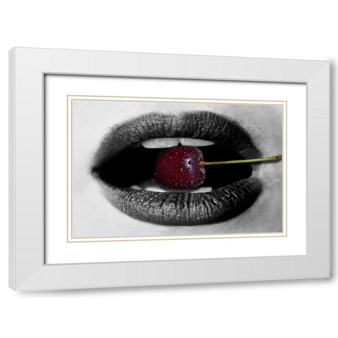 Black Lips White Modern Wood Framed Art Print with Double Matting by Phillip, Jamie
