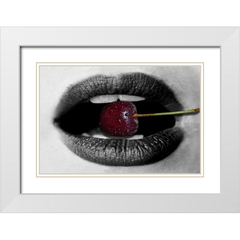 Black Lips White Modern Wood Framed Art Print with Double Matting by Phillip, Jamie