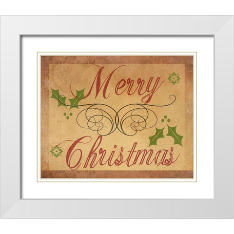 Merry Christmas White Modern Wood Framed Art Print with Double Matting by Phillip, Jamie