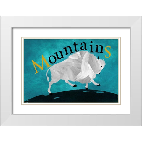 Mountain Bison White Modern Wood Framed Art Print with Double Matting by Phillip, Jamie
