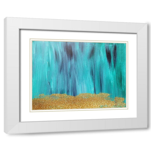 Emerald Green And Gold White Modern Wood Framed Art Print with Double Matting by Phillip, Jamie