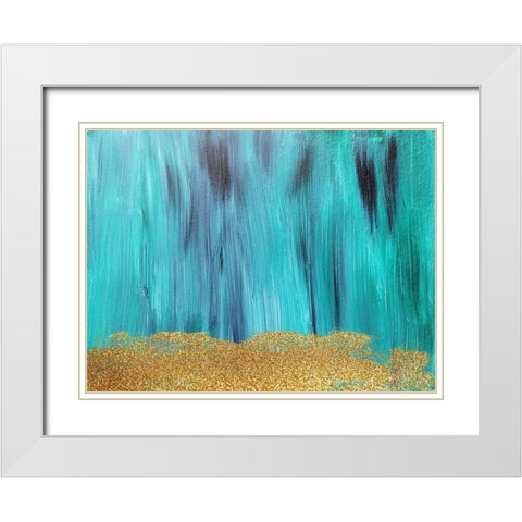 Emerald Green And Gold White Modern Wood Framed Art Print with Double Matting by Phillip, Jamie