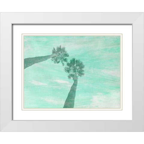 Aqua Palm White Modern Wood Framed Art Print with Double Matting by Phillip, Jamie