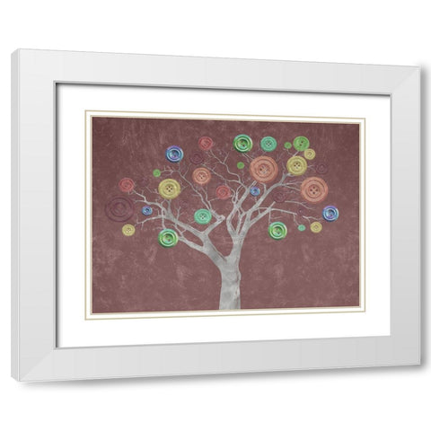 Button Tree White Modern Wood Framed Art Print with Double Matting by Phillip, Jamie