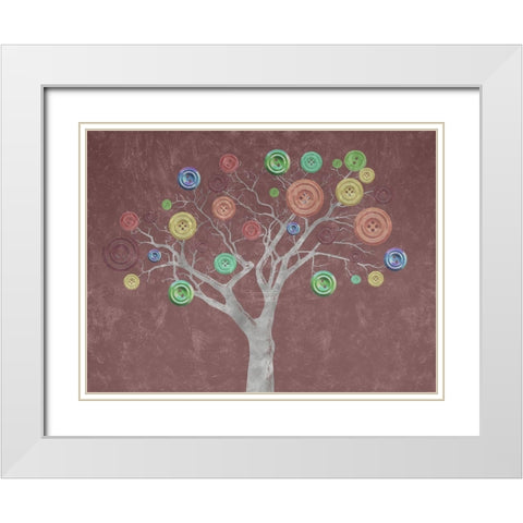 Button Tree White Modern Wood Framed Art Print with Double Matting by Phillip, Jamie