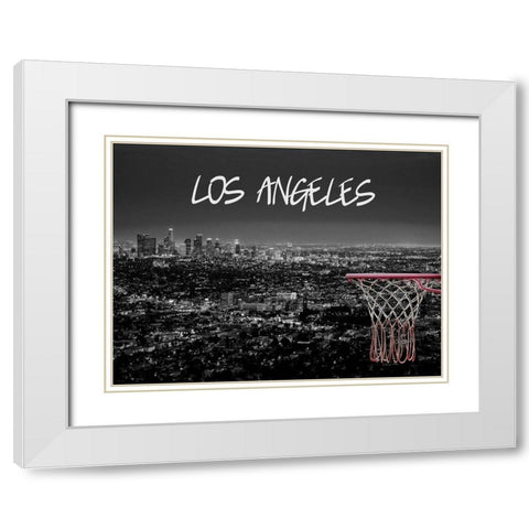 Los Angeles White Modern Wood Framed Art Print with Double Matting by Phillip, Jamie