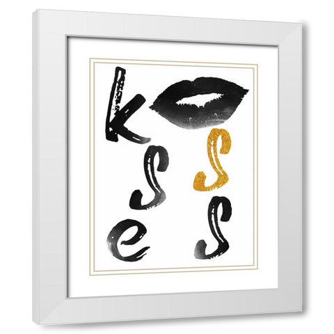 Kisses White Modern Wood Framed Art Print with Double Matting by Phillip, Jamie